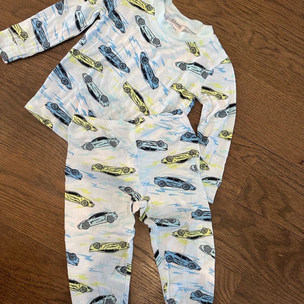 Esme Car Patterned Two Piece Pajama Set